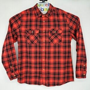 Stoic Shirt Mens XL Red Black Flannel Plaid Long Sleeve Button Up Casual